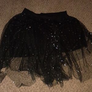 Chic Black Starry Tulle A-Line Skirt